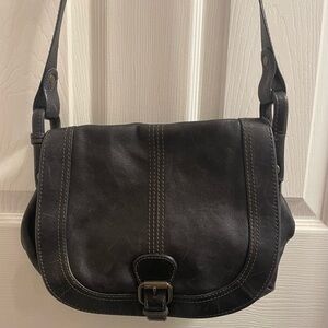 Fossil Charcoal Leather Shoulder Bag